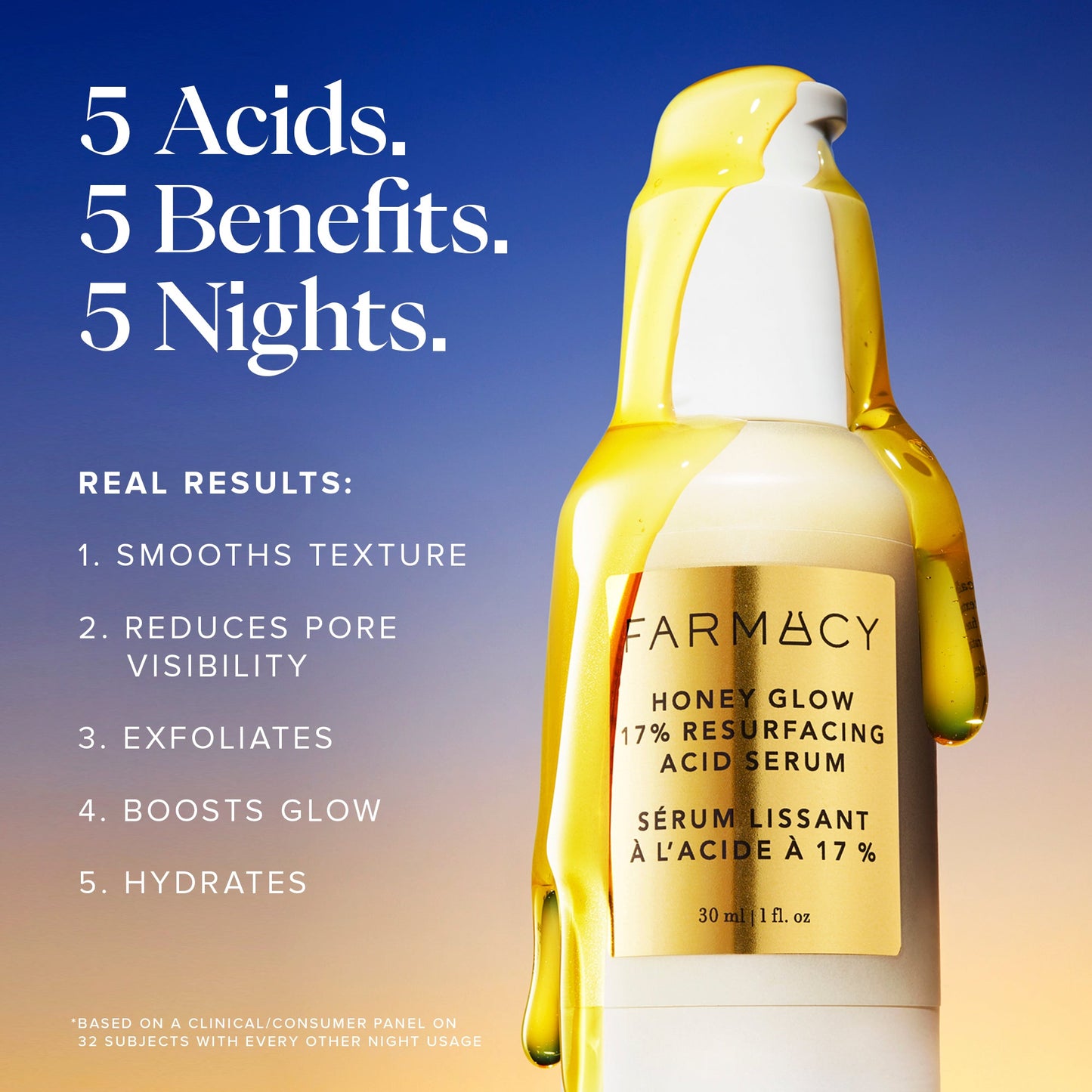 Honey Glow 17% AHA + BHA Resurfacing Acid Serum Trial Size