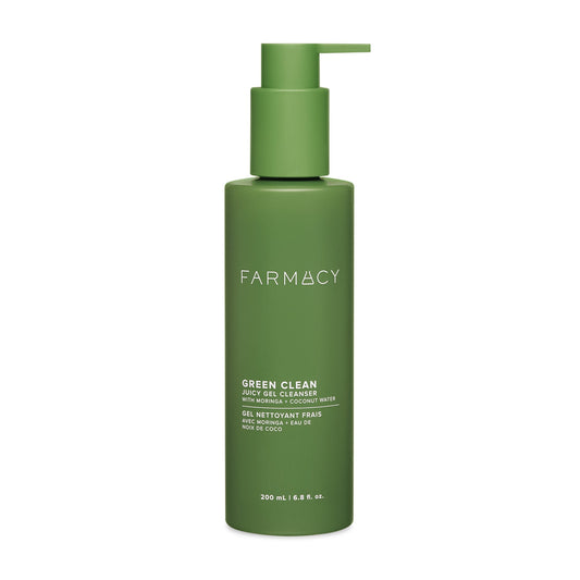 Green bottle of Green Clean Juicy Gel on a white background